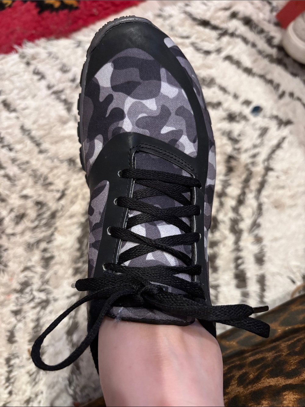 NIKE FREE 5.0 Gray & Black Camo Lace-Up Sneaker